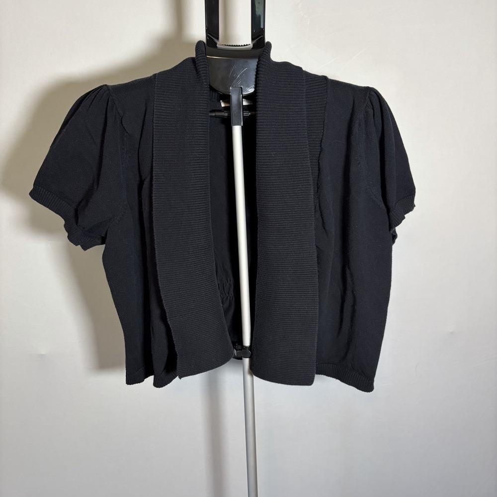 VTG Fashion Bug 1X Y2K Black Shrug Cardigan Crop Womens Workwear Whimsigoth Emo